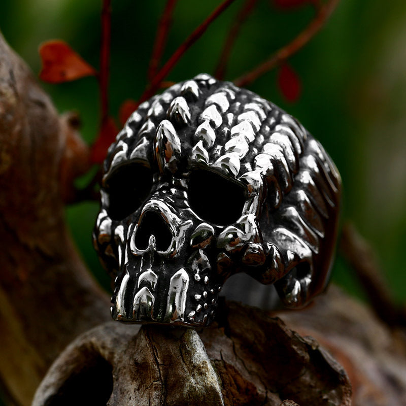 Stainless Steel Skull Ring for Men - Wholesale Hip-Hop Punk Style Titanium Steel, Sizes 7-13