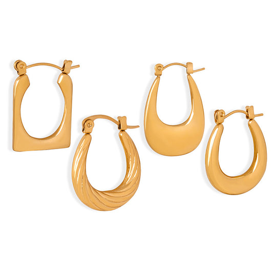 Exquisite Geometric Gold-Plated Earrings with Metal Needles by Planderful Collection