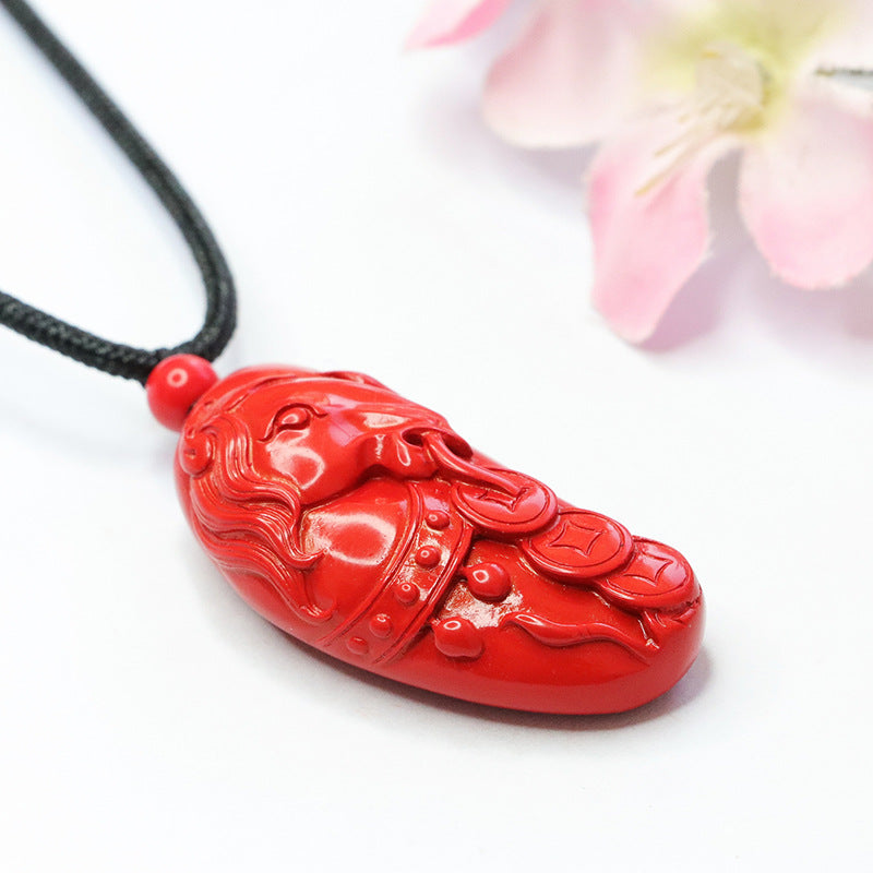 Cinnabar Stone Wealth Horse Pendant