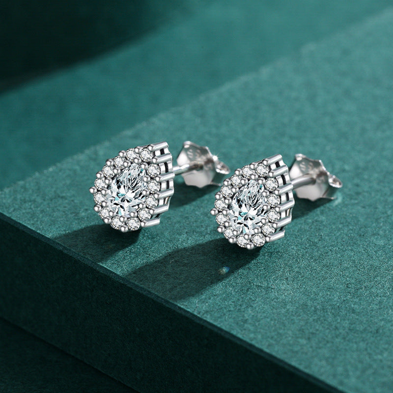 S925 Pure Silver Droplet Earrings with Zircons, Korean Edition, Everyday Genie Collection