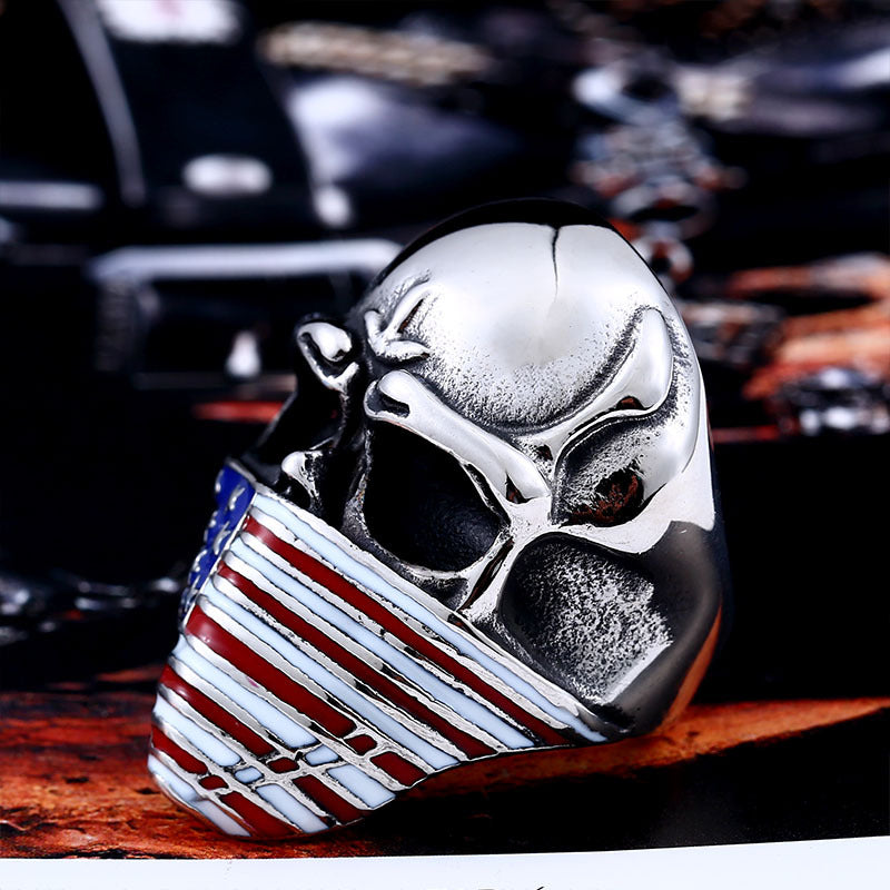 Titanium Steel Skull Ring for Men - Retro European and American Style, Wholesale Domineering Design