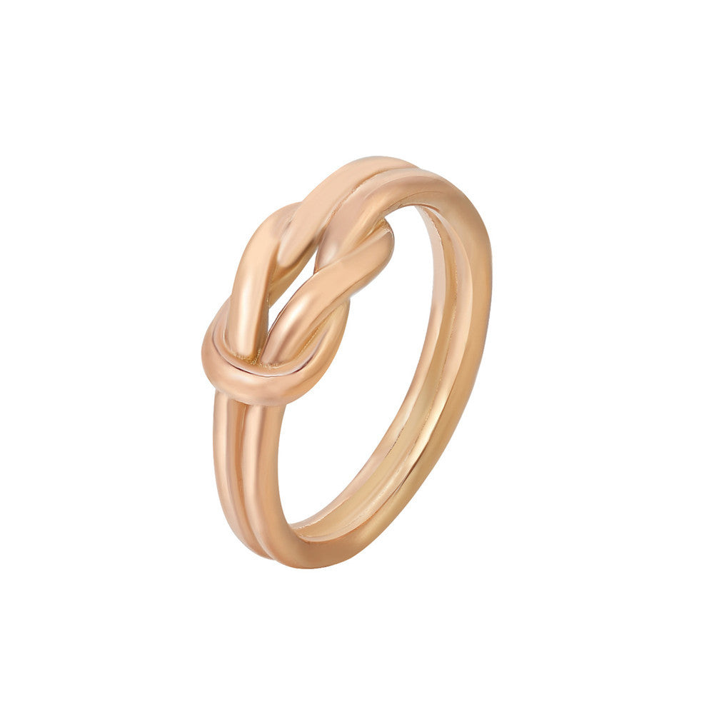 Vintage Style Titanium Steel Ring for Women with Cold Wind Knot Design