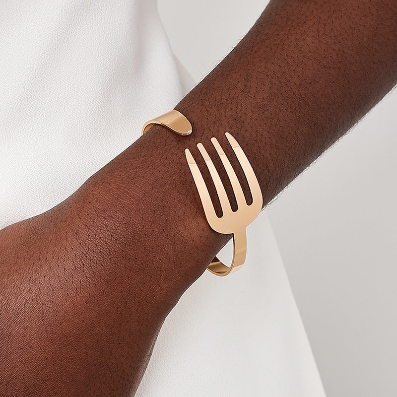 European and American Minimalist Fork Bracelet with Personalized Western Flair