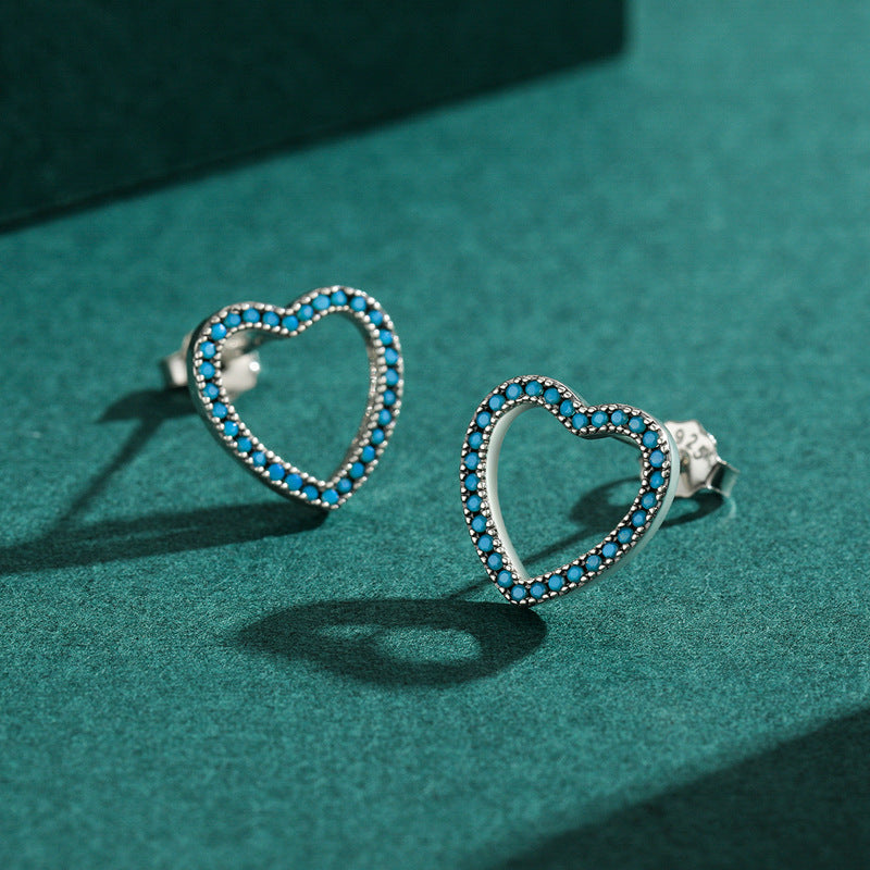 Cute Turquoise Heart-shaped Sterling Silver Earrings