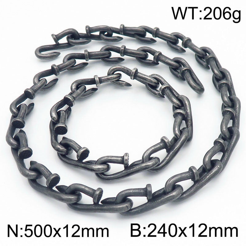 Vintage-Inspired Interlocking Titanium Steel Bracelet for Men - Trendy Jewelry with Unique Hook Design