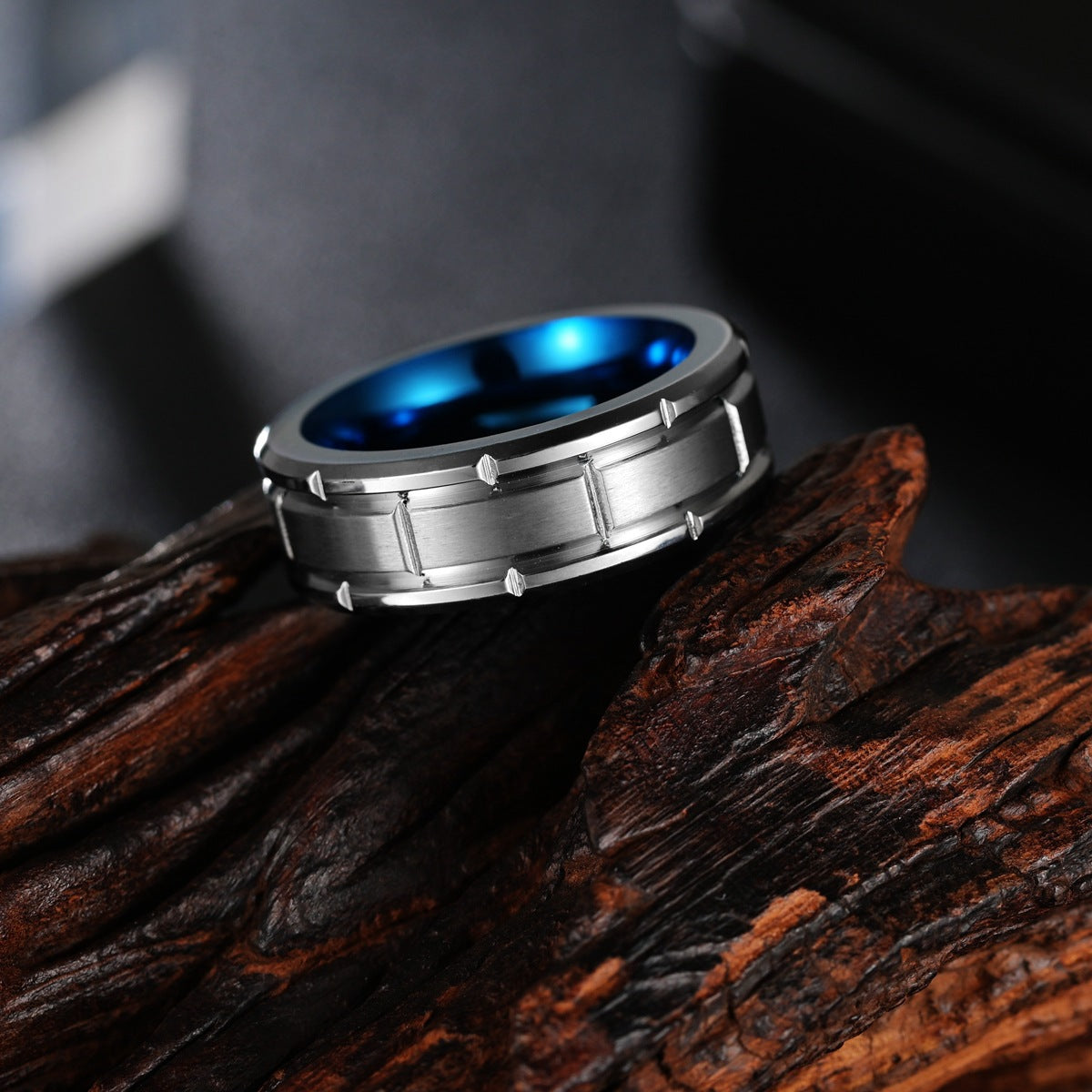 Wholesale Men's Tungsten Steel Rings with Blue and Steel Embroidery - Premium Amazon Collection