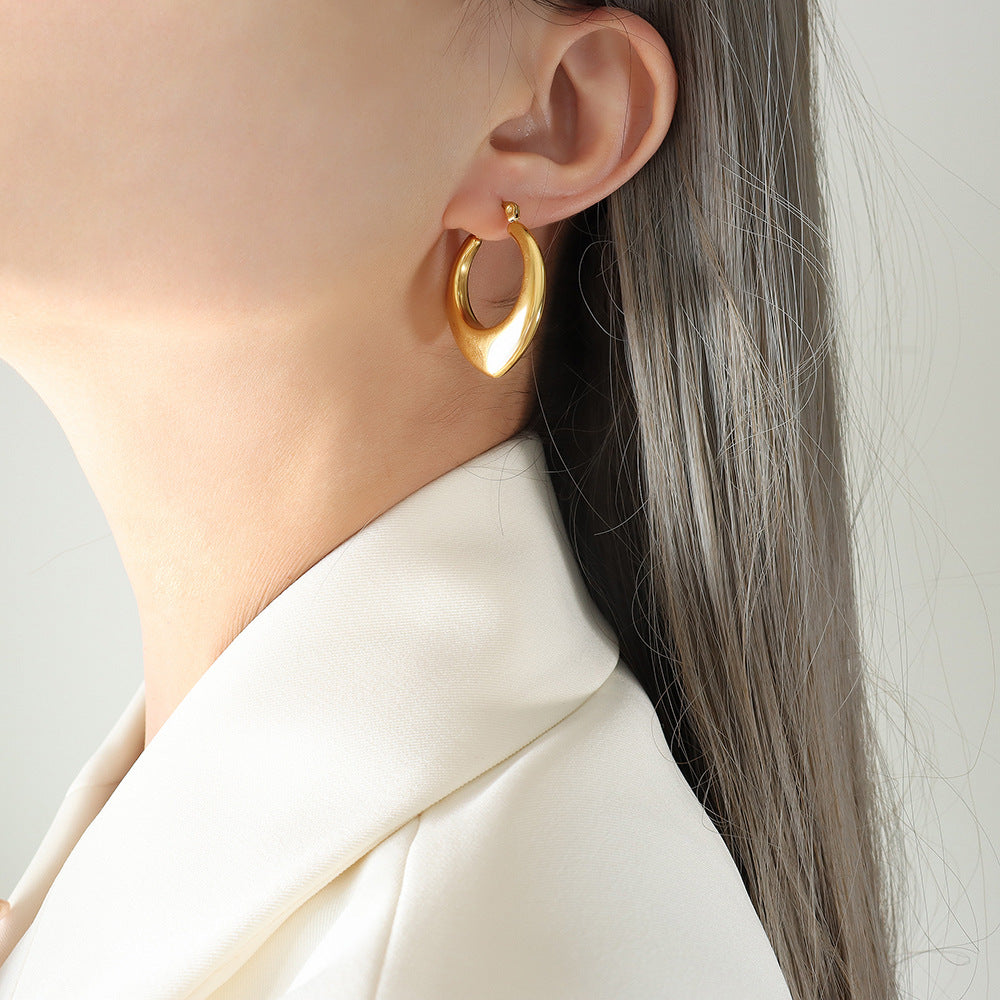 Golden Geometric Titanium Earrings with European-American Flair