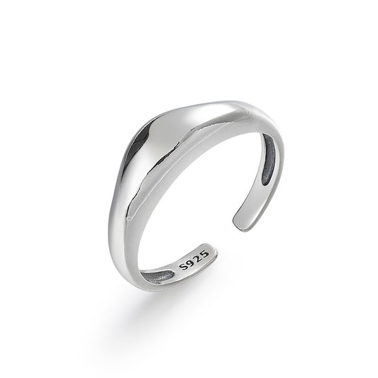 Irregular Shape Polished Opening Sterling Silver Ring