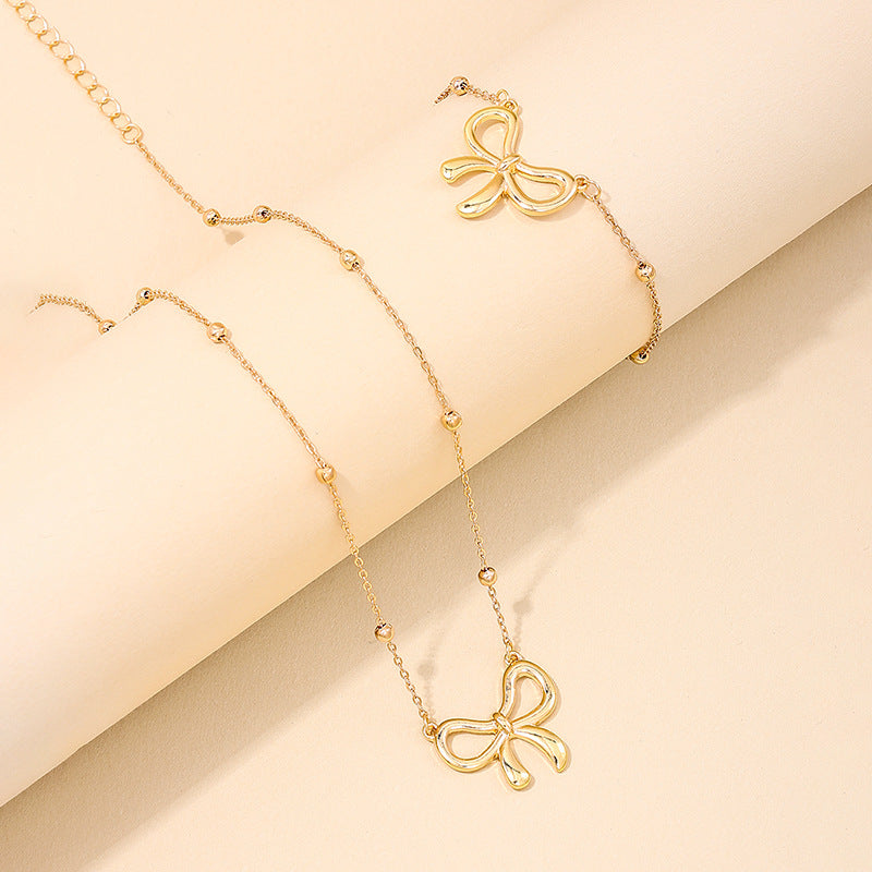 Elegant Wind Metal Bow Jewelry Set for Stylish Women