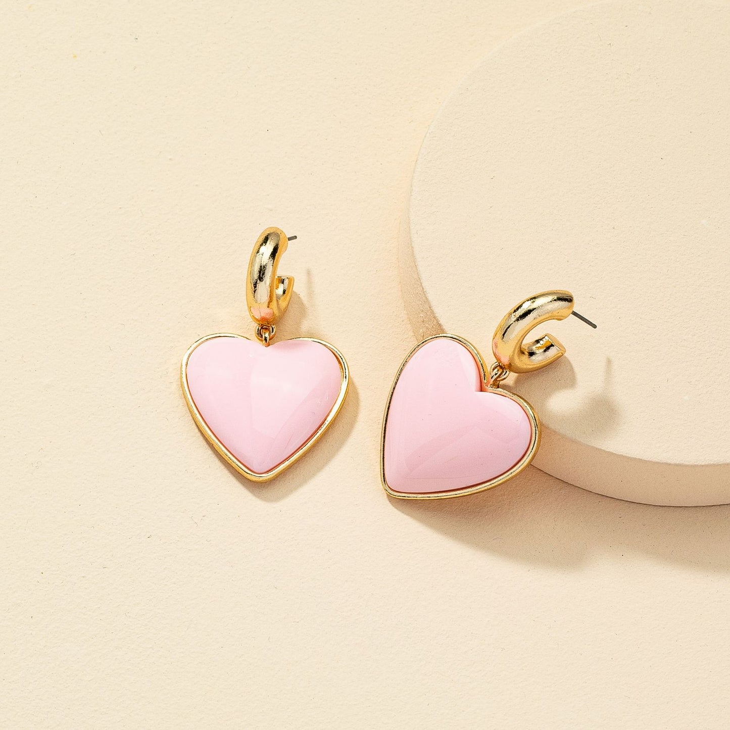 Exaggerated Peach Heart Earrings - Vienna Verve Collection