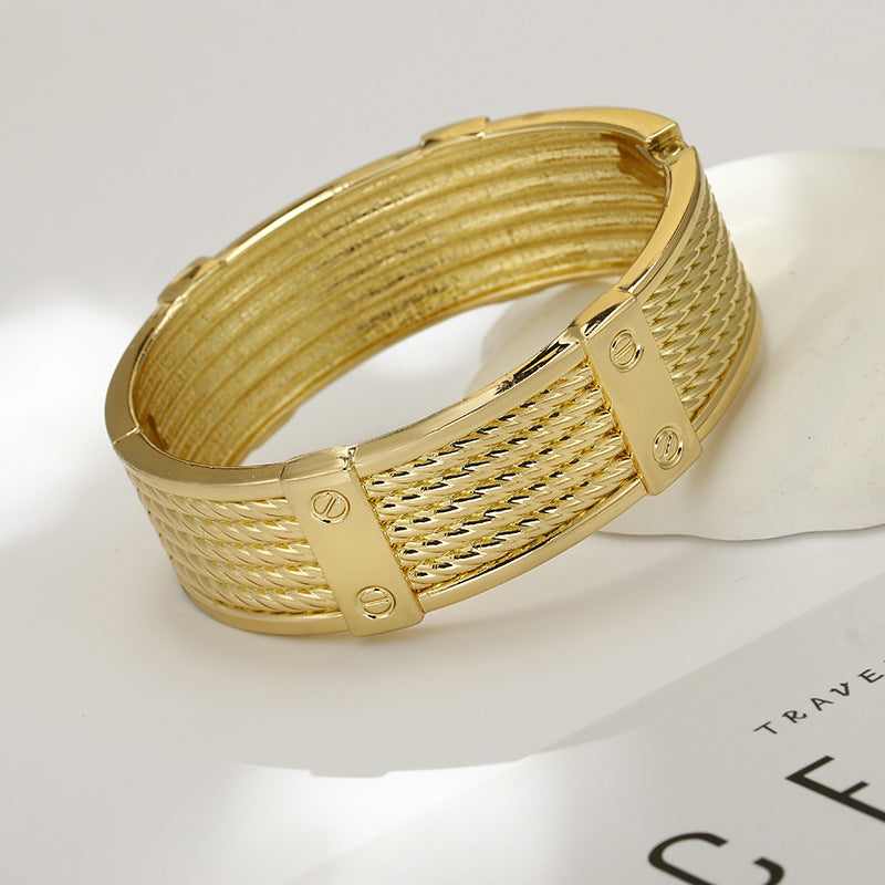 Joker Lock Wide Design Gold Bracelet - Vienna Verve Collection