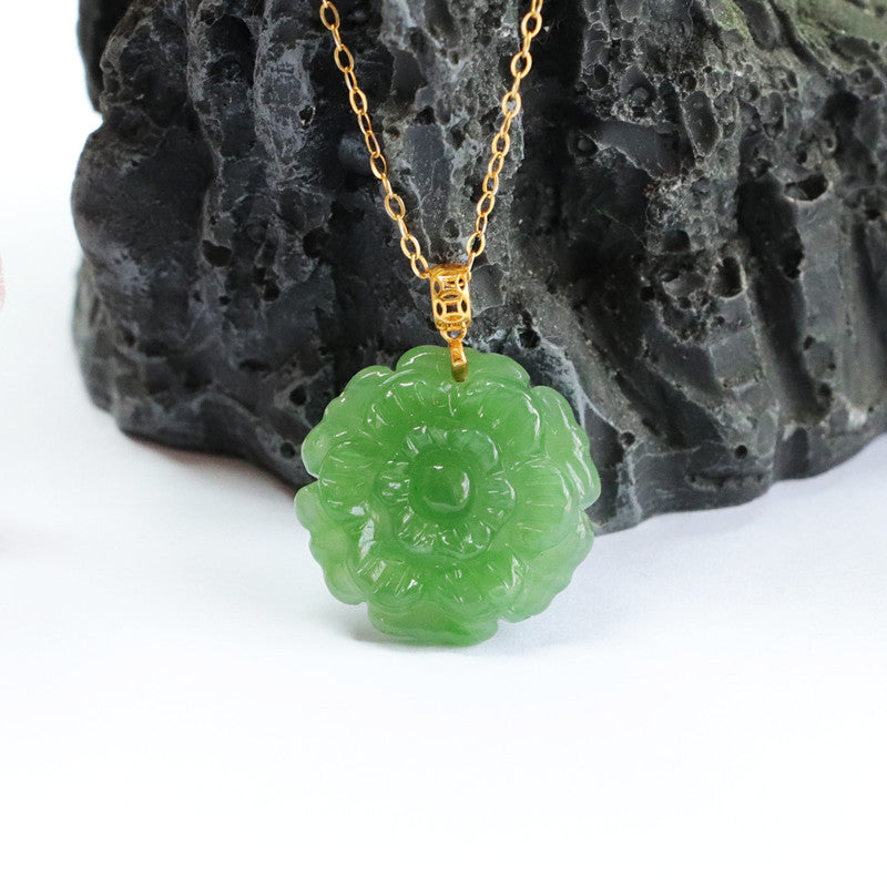 Jade Flower Pendant Necklace from Planderful Collection