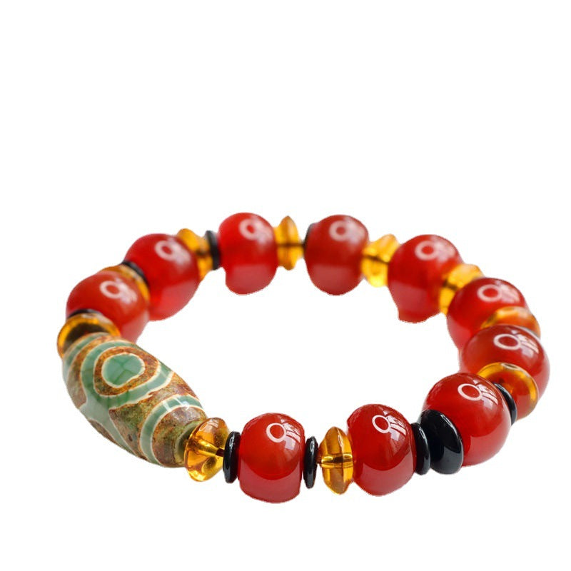 Heavenly Beaded Chalcedony and Red Agate Bracelet