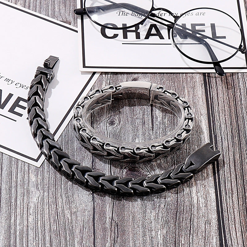 Personalized Retro Punk Titanium Steel Men's Bracelet for European and American Style