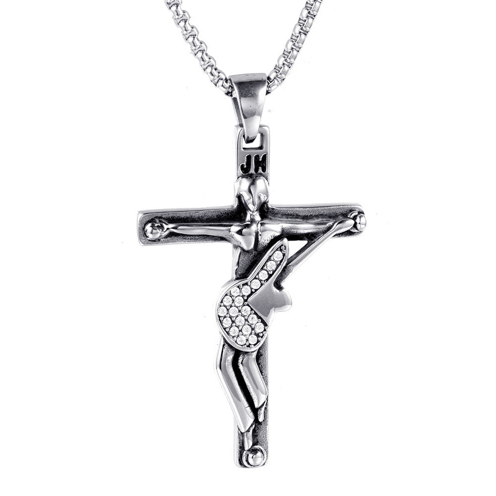 Stylish Titanium Steel Guitar Pendant for Men and Elegant Girl Pendant from Europe and America