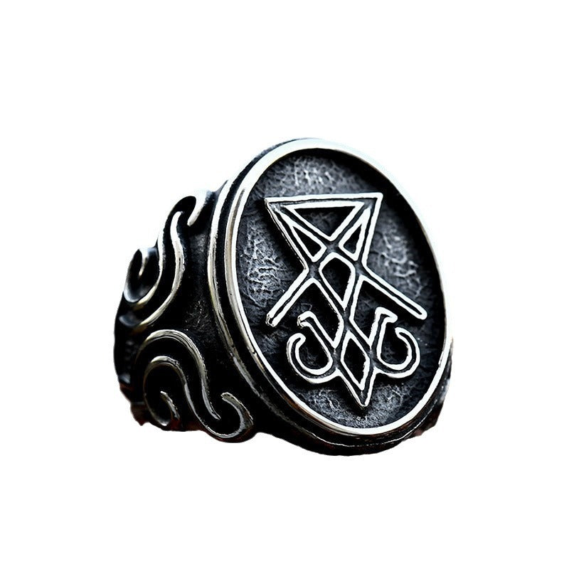 Men's Vintage Titanium Steel Devil's Ring - Unique Cross-Border Stainless Steel Jewelry