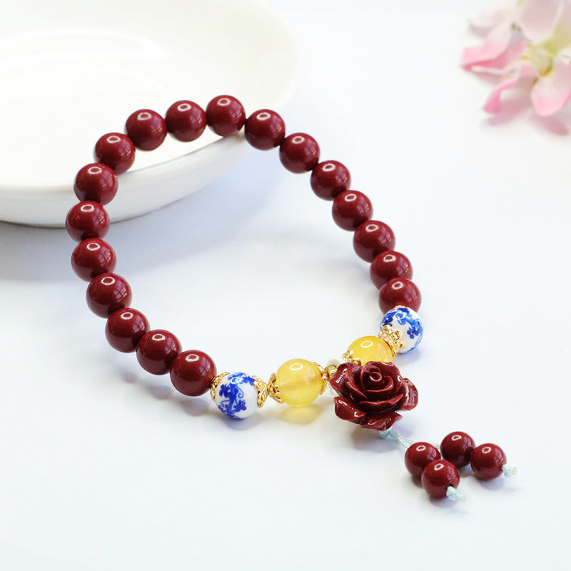 Purple Gold Sand and Cinnabar Sterling Silver Bracelet