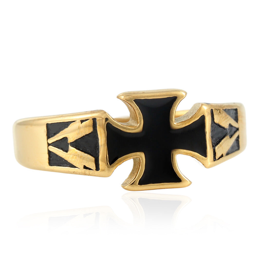 Personalized Retro Titanium Steel Cross Ring for Men - Trendy Epoxy Accessory