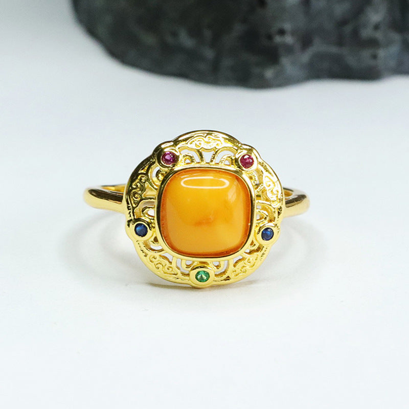 Cloud Ring Amulet with Beeswax Amber Sheen