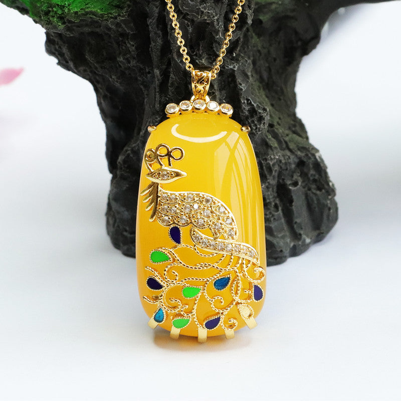 Golden Phoenix Chalcedony Pendant Necklace from Fortune's Favor Collection