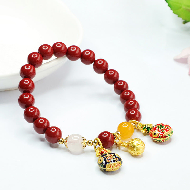 Majestic Palace Style Cinnabar Stone Swallow Bracelet