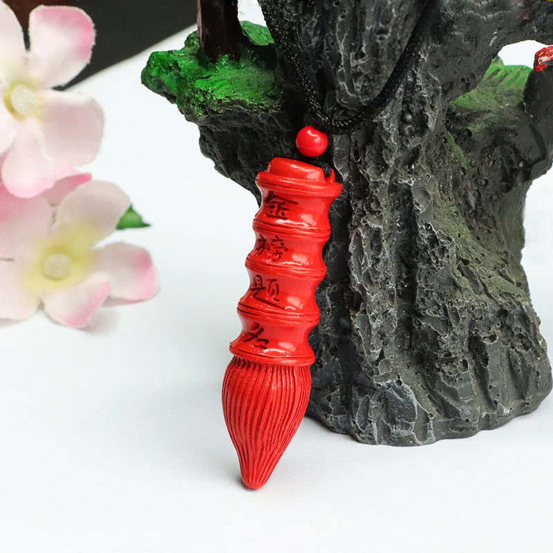 Cinnabar Brush Pendant Red Sand Gold Ranking Title Pendant