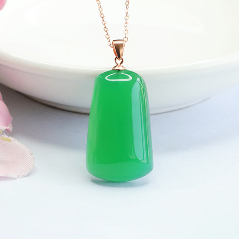 Green Chalcedony Sterling Silver Pendant Necklace