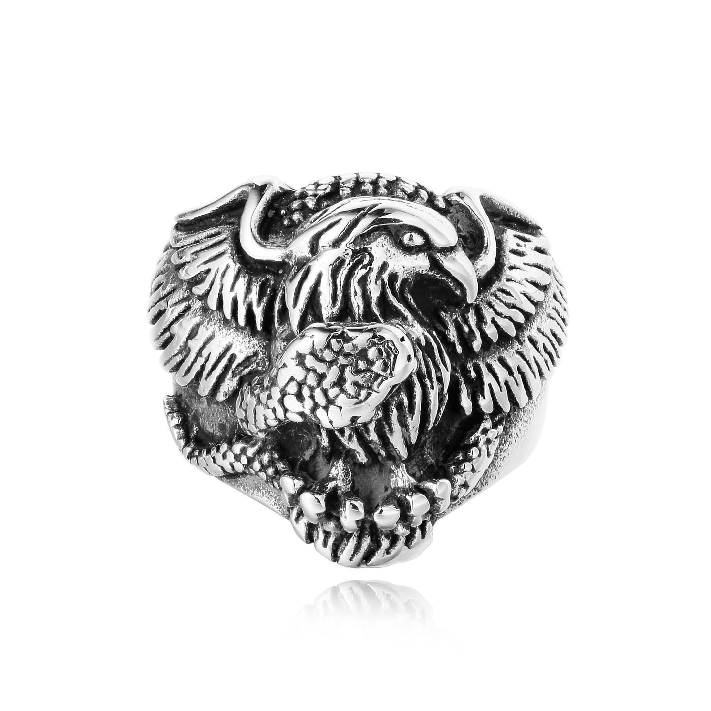 King of Eagle and Snake Titanium Steel Ring for Men