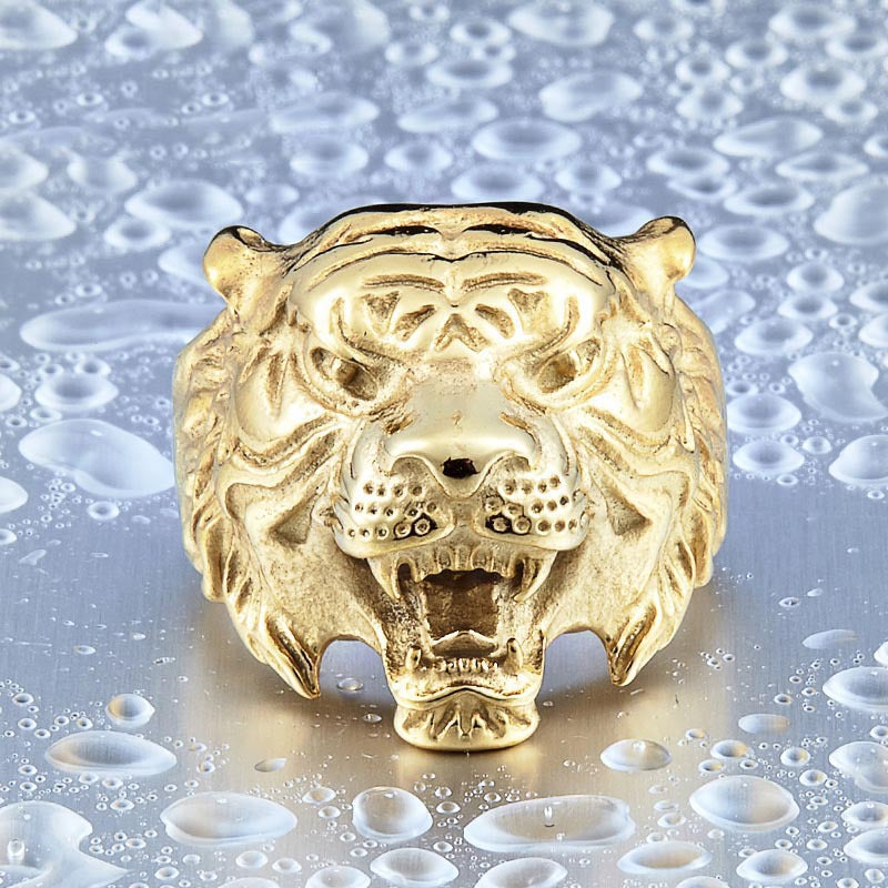 Titanium Steel Tiger Head Men's Ring - Retro Cross-Border Jewelry for Stylish Men