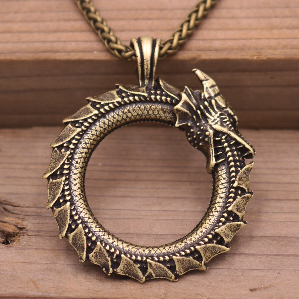 Viking Dragon Head Pendant and Ring Set - Norse Legacy Collection