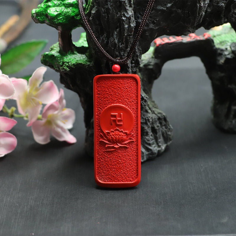 Red Sand Lotus Cinnabar Proverbs Pendant