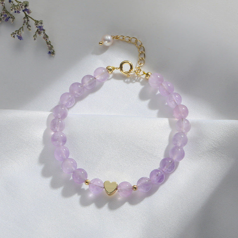 Purple Crystal Heart Bracelet for Women by Planderful Collection