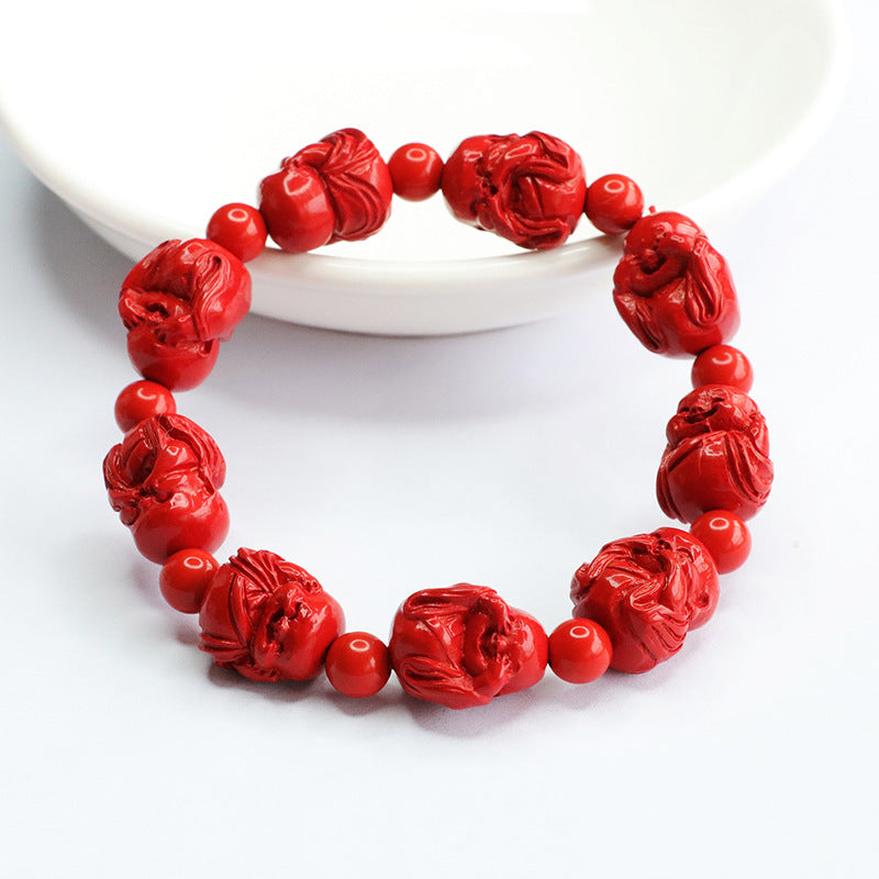 Cinnabar and Red Sand Bracelet Set with Little Buddha Bracelets