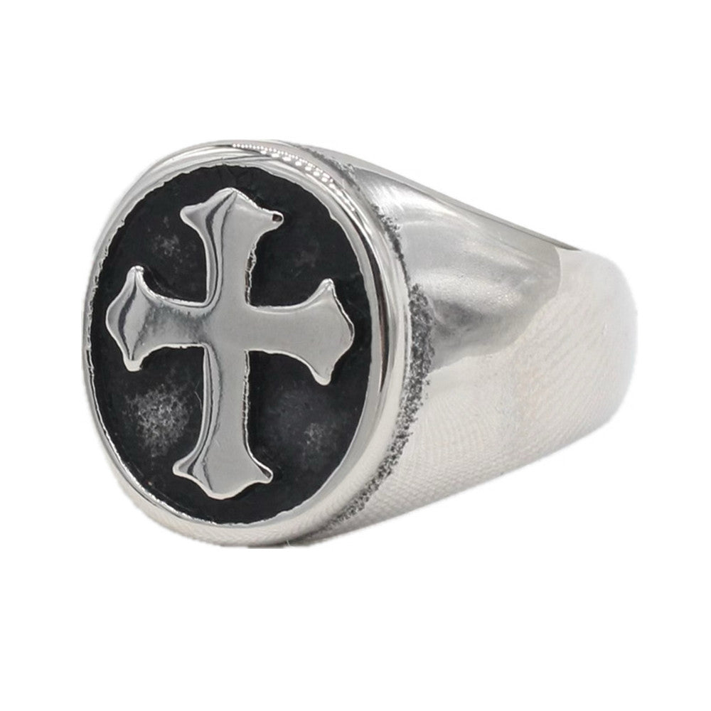 Retro-Inspired Titanium Steel Men's Ring - European and American Style