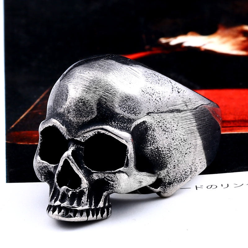 Personalized Men's Punk Skull Titanium Steel Ring - Creative Cross-Border Jewelry Wholesale