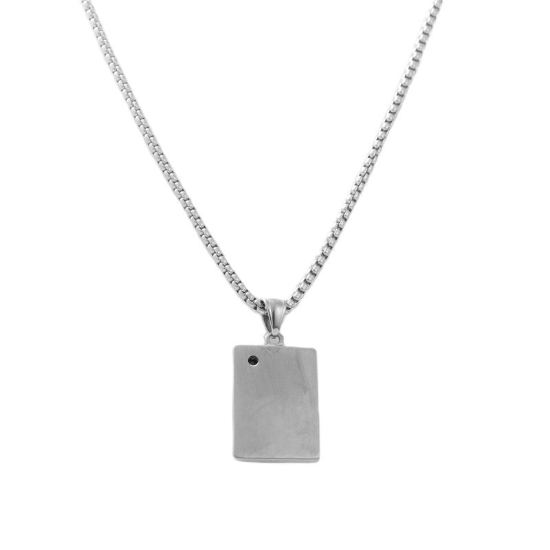 Trendy Men's Personalized Retro Titanium Steel Playing Card Pendant Necklace