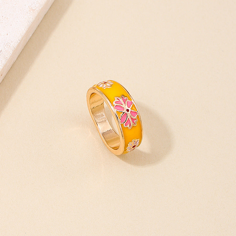 Luxurious Geometric Flower Drop Glaze Ring - Vienna Verve Collection