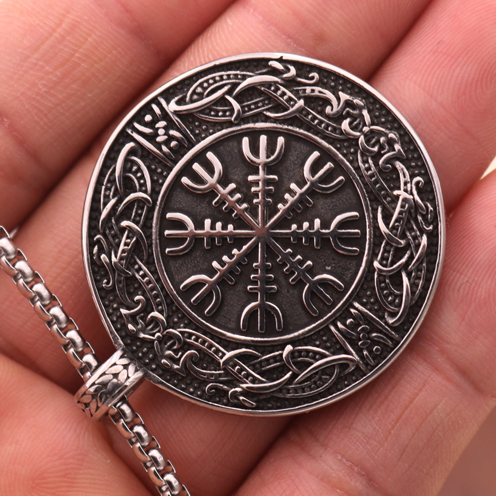 Norse Legacy Titanium Steel Compass Necklace for Men