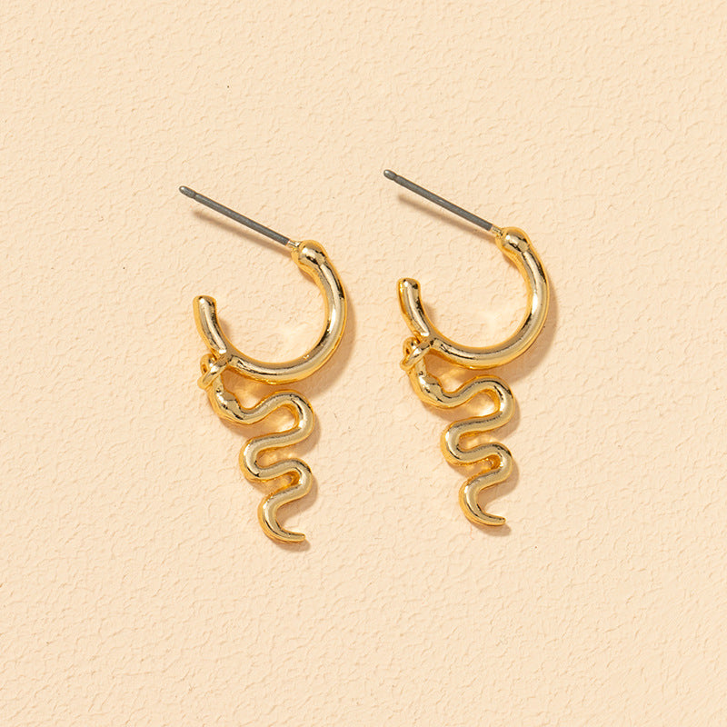 Alloy Snake Earrings Pair with European and American Charm