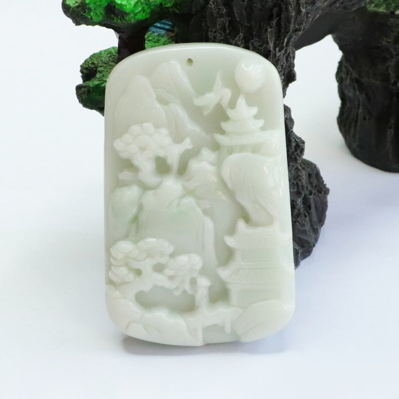 Exquisite A-Grade Myanmar Jade Landscape Pendant