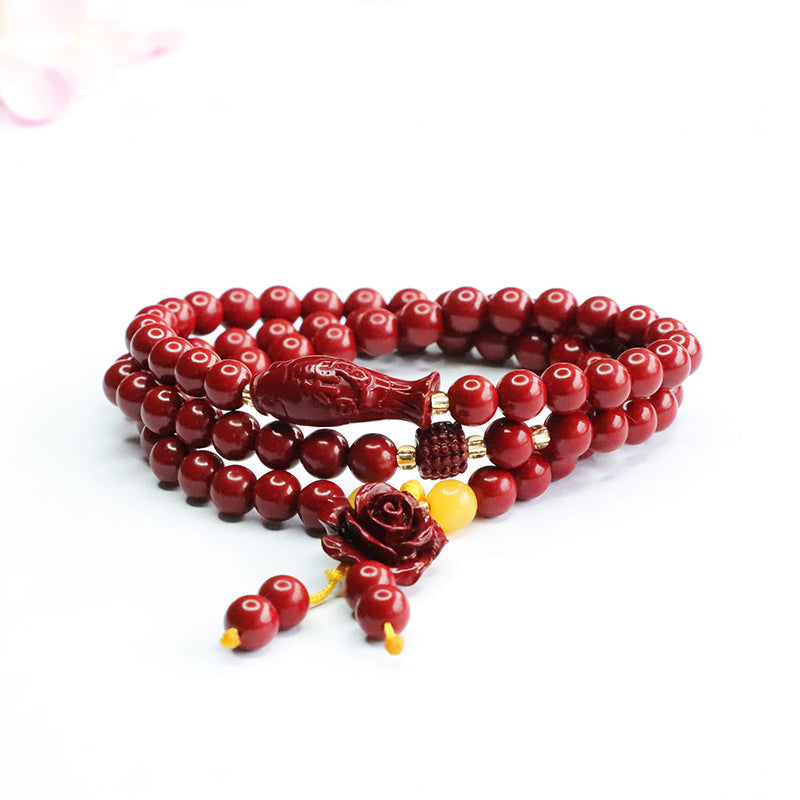 Fortune's Favor Sterling Silver Cinnabar Stone Bracelet