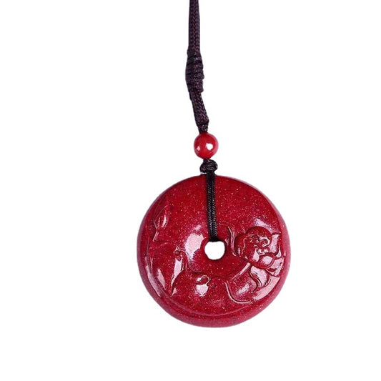 Cinnabar Pendant Purple Gold Sand Lotus Safety Buckle Pendant