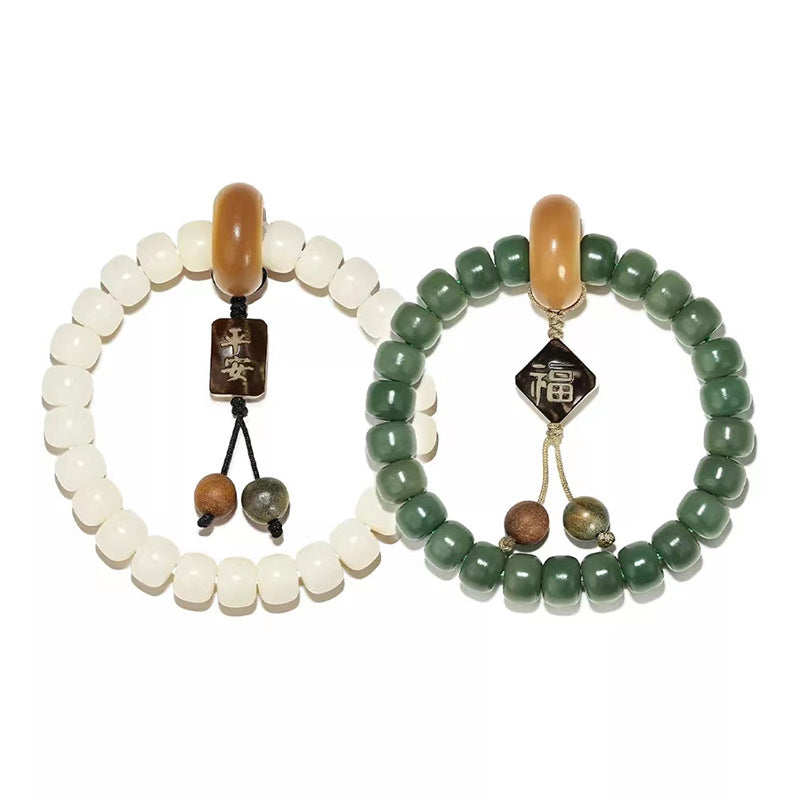 Fortune's Favor Sterling Silver Jade Bracelet with Blessing Pendant