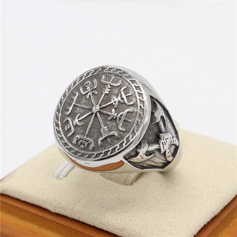 Nordic Viking Celtwin Axe Titanium Steel Ring for Men