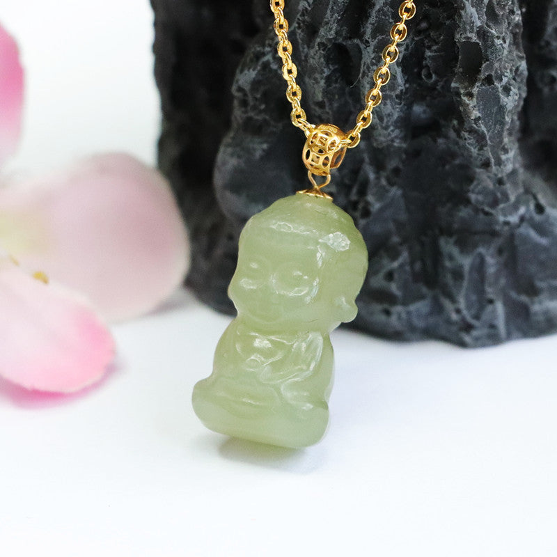 Baby Buddha Jade Necklace crafted from Natural Hotan Jade