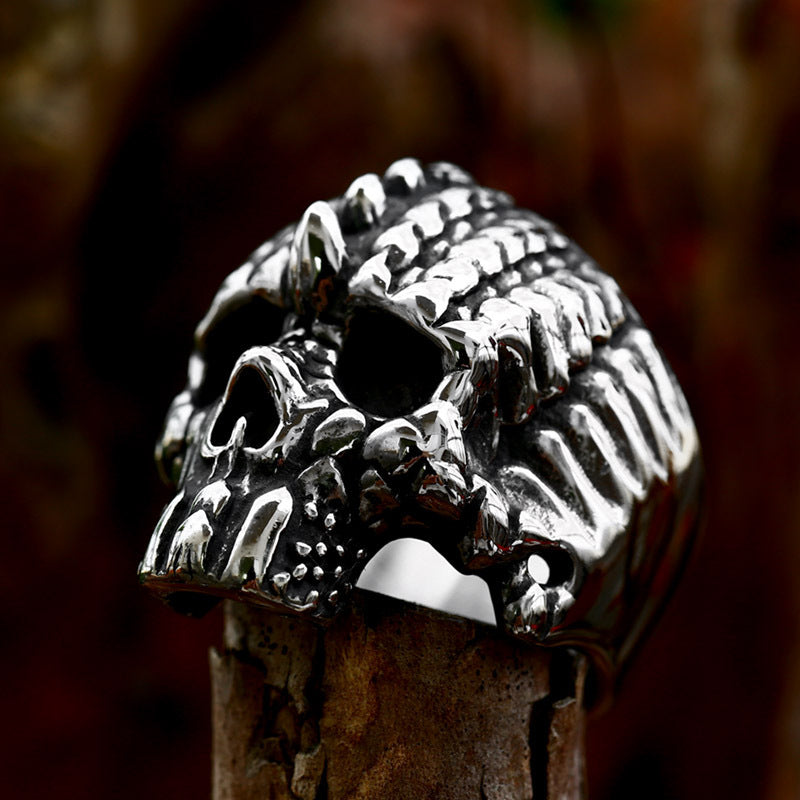 Stainless Steel Skull Ring for Men - Wholesale Hip-Hop Punk Style Titanium Steel, Sizes 7-13