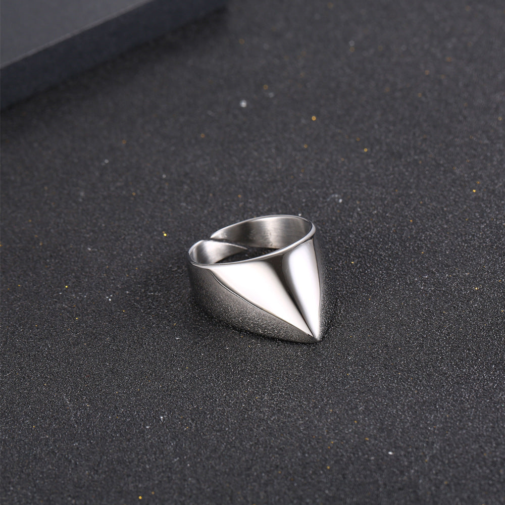 Stylish Irregular Titanium Steel Open Rings for Men - Personalized Glossy Jewelry