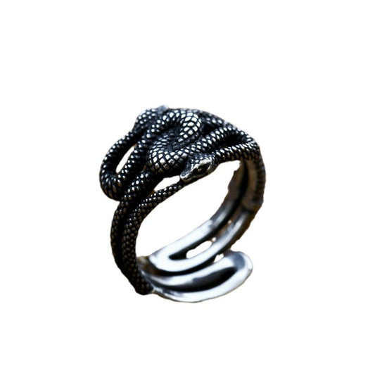 Retro Titanium Steel Snake Ring for Men - Cross-Border Wholesale Open Design