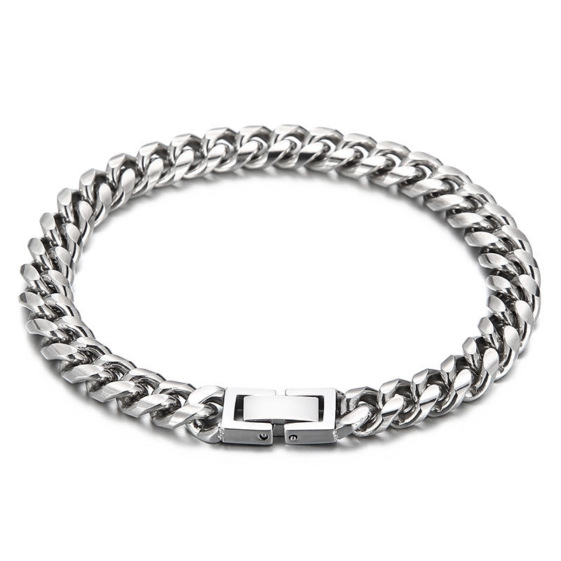 Unisex Retro Stainless Steel Cuban Chain Bracelet for Hip-Hop Style