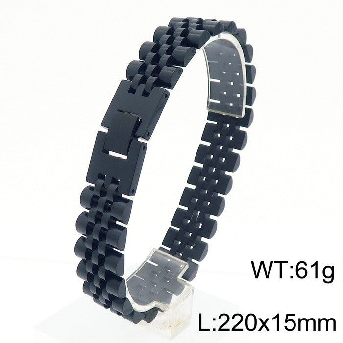 Adjustable Men's Titanium Steel Chain Bracelet with Simple Vacuum Plating - Couple's Fashion Jewelry